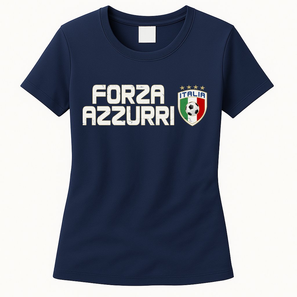 Forza Azzurri Italy Italia Soccer Team Fan Logo Womens T-Shirt