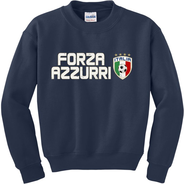 Forza Azzurri Italy Italia Soccer Team Fan Logo Kids Sweatshirt