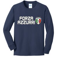 Forza Azzurri Italy Italia Soccer Team Fan Logo Kids Long Sleeve Shirt