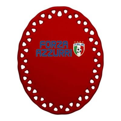 Forza Azzurri Italy Italia Soccer Team Fan Logo Ceramic Oval Ornament