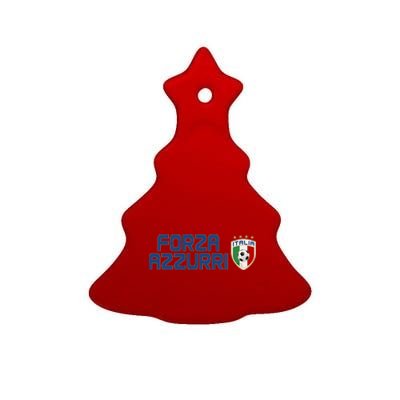 Forza Azzurri Italy Italia Soccer Team Fan Logo Ceramic Tree Ornament