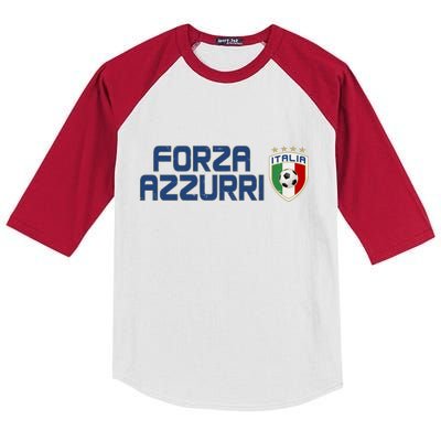 Forza Azzurri Italy Italia Soccer Team Fan Logo Kids Colorblock Raglan Jersey