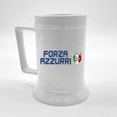 Forza Azzurri Italy Italia Soccer Team Fan Logo Beer Stein