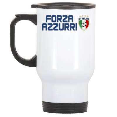 Forza Azzurri Italy Italia Soccer Team Fan Logo Stainless Steel Travel Mug