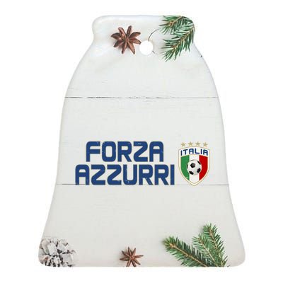 Forza Azzurri Italy Italia Soccer Team Fan Logo Ceramic Bell Ornament