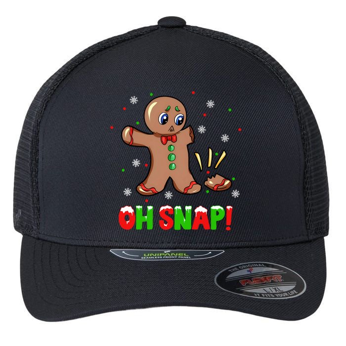 Funny Oh Snap Gingerbread Man Christmas Cookie Xmas Flexfit Unipanel Trucker Cap