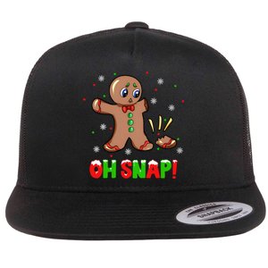 Funny Oh Snap Gingerbread Man Christmas Cookie Xmas Flat Bill Trucker Hat