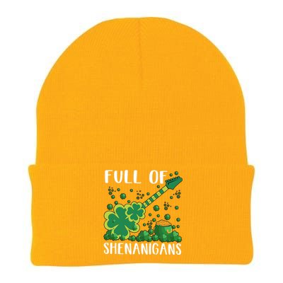 Full Of Shenanigans Saint Patrick's Day Lover Gift For Musician Guitar Player Knit Cap Winter Beanie