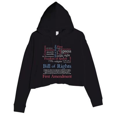 Freedom Of Speech American Bill Of Rights 1st Amendment Crop Fleece Hoodie