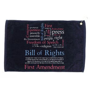 Freedom Of Speech American Bill Of Rights 1st Amendment Grommeted Golf Towel