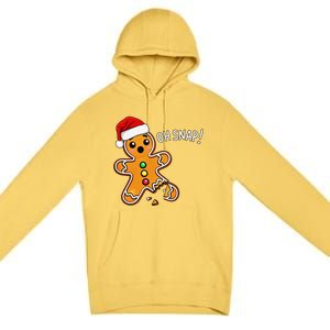 Funny Oh Snap Christmas Gingerbread With Santa Hat Premium Pullover Hoodie