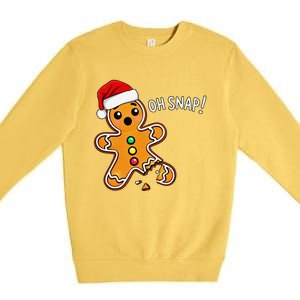 Funny Oh Snap Christmas Gingerbread With Santa Hat Premium Crewneck Sweatshirt