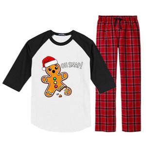 Funny Oh Snap Christmas Gingerbread With Santa Hat Raglan Sleeve Pajama Set