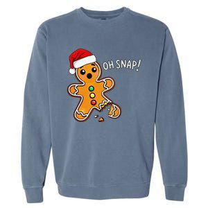 Funny Oh Snap Christmas Gingerbread With Santa Hat Garment-Dyed Sweatshirt