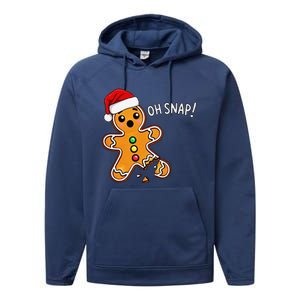 Funny Oh Snap Christmas Gingerbread With Santa Hat Performance Fleece Hoodie