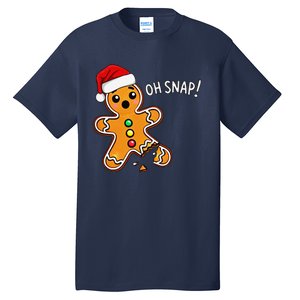 Funny Oh Snap Christmas Gingerbread With Santa Hat Tall T-Shirt