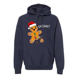 Funny Oh Snap Christmas Gingerbread With Santa Hat Premium Hoodie