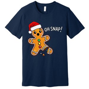 Funny Oh Snap Christmas Gingerbread With Santa Hat Premium T-Shirt