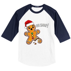 Funny Oh Snap Christmas Gingerbread With Santa Hat Baseball Sleeve Shirt