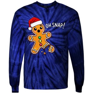 Funny Oh Snap Christmas Gingerbread With Santa Hat Tie-Dye Long Sleeve Shirt