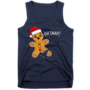 Funny Oh Snap Christmas Gingerbread With Santa Hat Tank Top