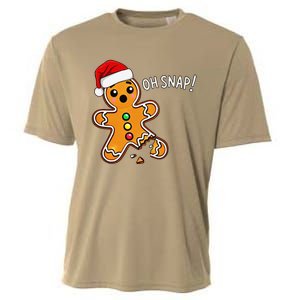 Funny Oh Snap Christmas Gingerbread With Santa Hat Cooling Performance Crew T-Shirt