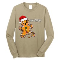 Funny Oh Snap Christmas Gingerbread With Santa Hat Long Sleeve Shirt