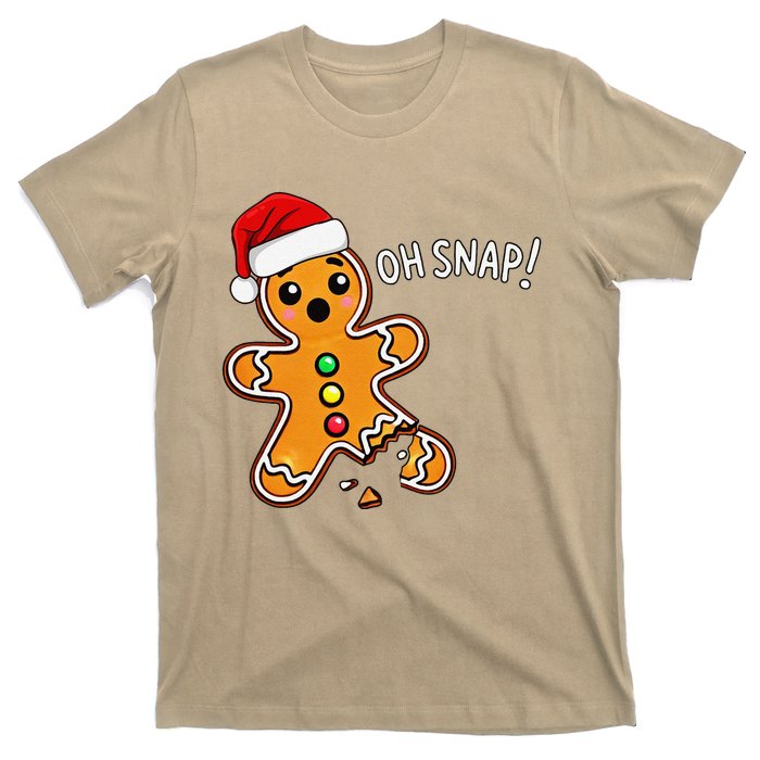 Funny Oh Snap Christmas Gingerbread With Santa Hat T-Shirt