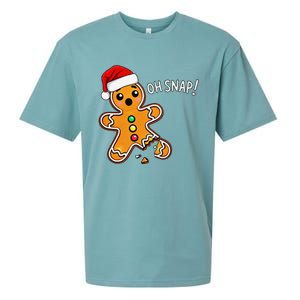 Funny Oh Snap Christmas Gingerbread With Santa Hat Sueded Cloud Jersey T-Shirt