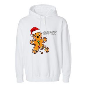 Funny Oh Snap Christmas Gingerbread With Santa Hat Garment-Dyed Fleece Hoodie