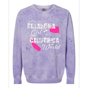 Funny Oklahoma S Just An Oklahoma Girl In A California Colorblast Crewneck Sweatshirt