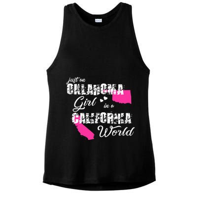 Funny Oklahoma S Just An Oklahoma Girl In A California Ladies PosiCharge Tri-Blend Wicking Tank