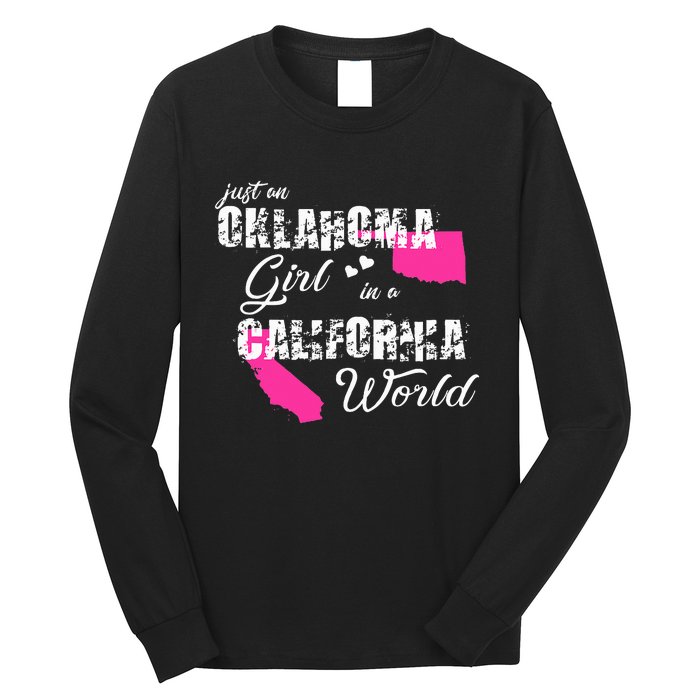 Funny Oklahoma S Just An Oklahoma Girl In A California Long Sleeve Shirt