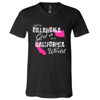 Funny Oklahoma S Just An Oklahoma Girl In A California V-Neck T-Shirt