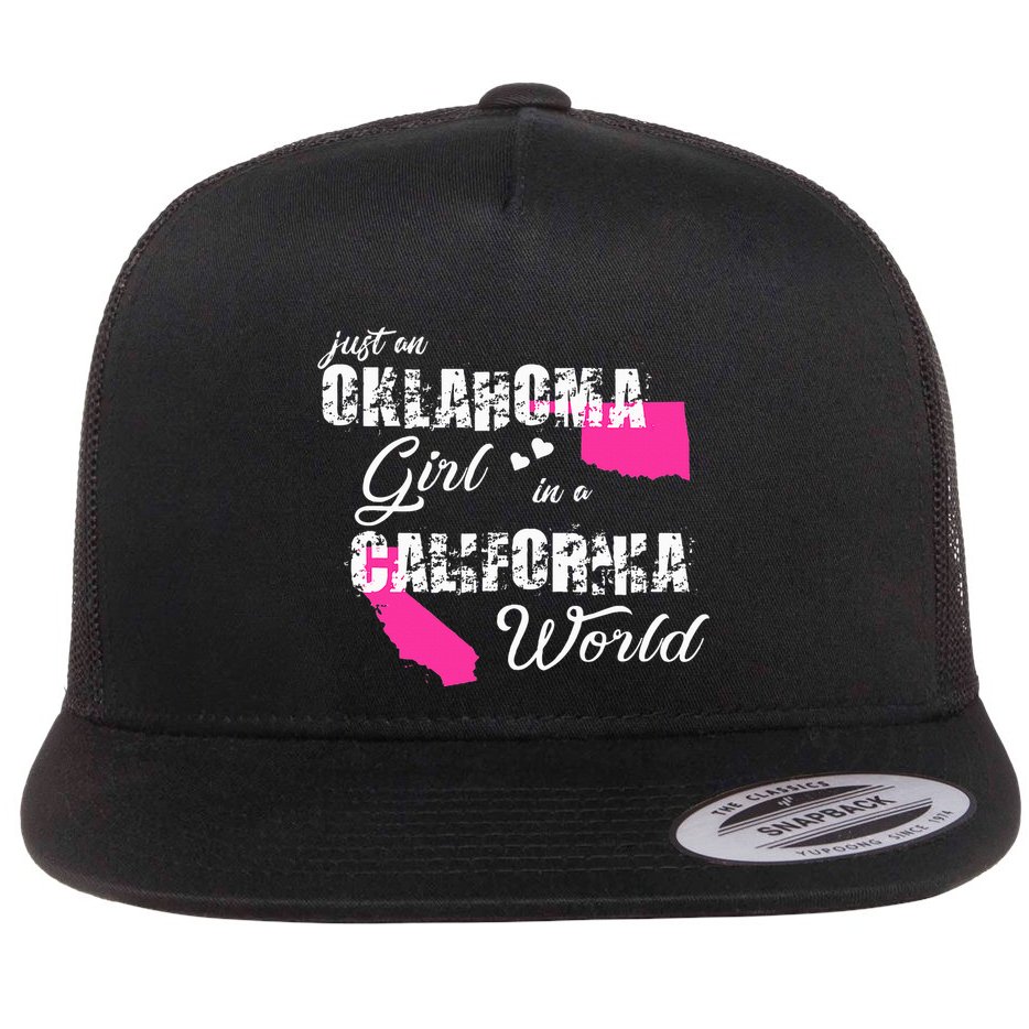 Funny Oklahoma S Just An Oklahoma Girl In A California Flat Bill Trucker Hat