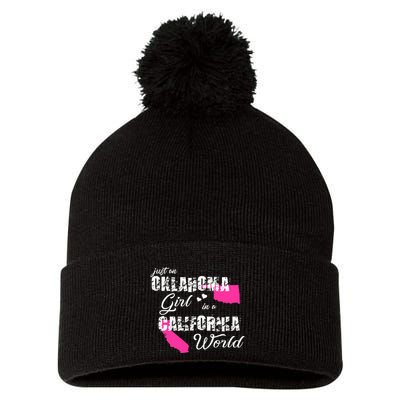 Funny Oklahoma S Just An Oklahoma Girl In A California Pom Pom 12in Knit Beanie