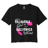 Funny Oklahoma S Just An Oklahoma Girl In A California Women's Crop Top Tee