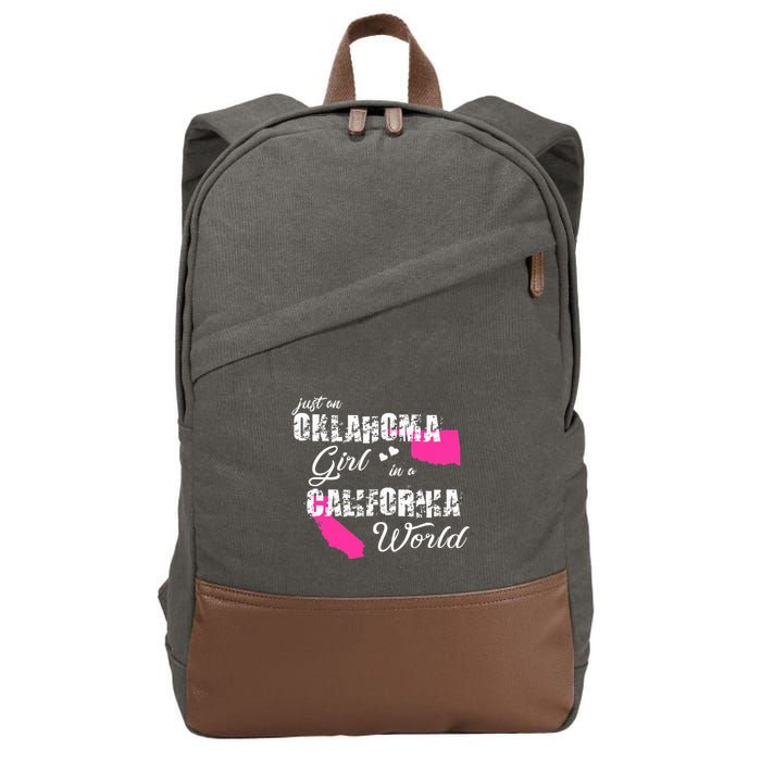 Funny Oklahoma S Just An Oklahoma Girl In A California Cotton Canvas Backpack