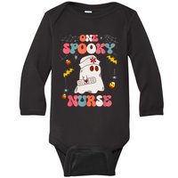 Funny One Spooky Nurse Halloween RN Boo Boo Crew Witch Ghost Baby Long Sleeve Bodysuit