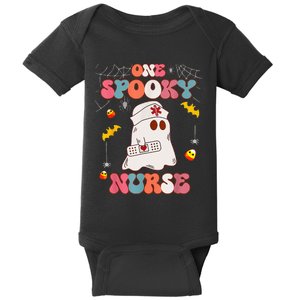 Funny One Spooky Nurse Halloween RN Boo Boo Crew Witch Ghost Baby Bodysuit