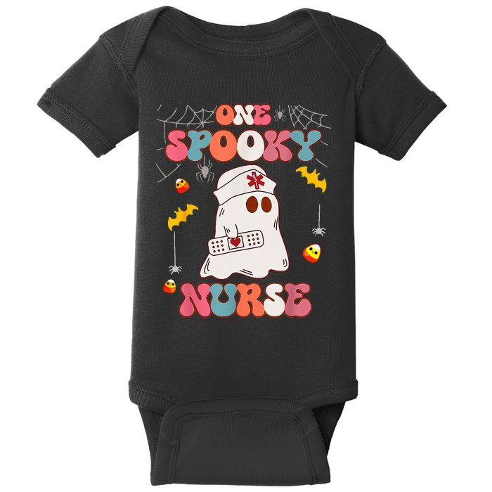 Funny One Spooky Nurse Halloween RN Boo Boo Crew Witch Ghost Baby Bodysuit