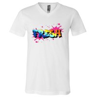 Fresh Old School Graffiti Style Funny Graffiti Graphic V-Neck T-Shirt