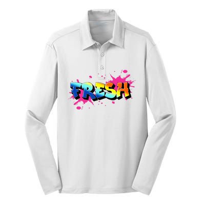 Fresh Old School Graffiti Style Funny Graffiti Graphic Silk Touch Performance Long Sleeve Polo