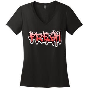 Fresh Old School Graffiti Style Funny Graffiti Graphic Women's V-Neck T-Shirt