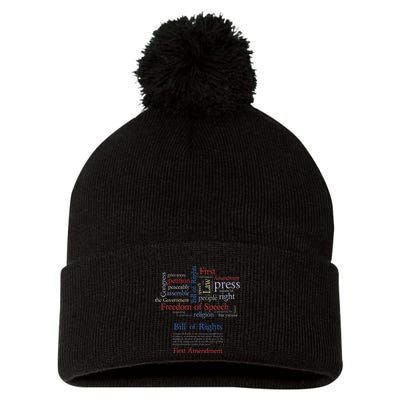 Freedom Of Speech 1st Amendment Pom Pom 12in Knit Beanie