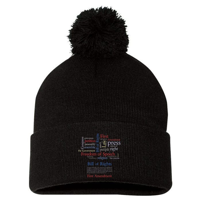 Freedom Of Speech 1st Amendment Pom Pom 12in Knit Beanie