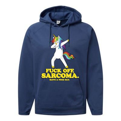 Fuck Off Sarcoma Funny Cancer Survivor Quote Unicorn Great Gift Performance Fleece Hoodie