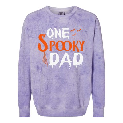 Funny One Spooky Dad Halloween Family Outfit Daddy Father Colorblast Crewneck Sweatshirt