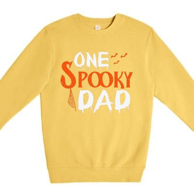 Funny One Spooky Dad Halloween Family Outfit Daddy Father Premium Crewneck Sweatshirt