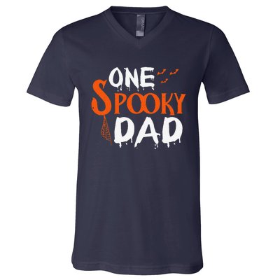 Funny One Spooky Dad Halloween Family Outfit Daddy Father V-Neck T-Shirt